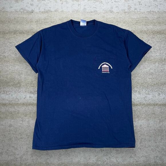 Vintage Y2K Russian Ole Miss Shirt Mens M Navy Blue Cotton Short Sleeve - Picture 2 of 3